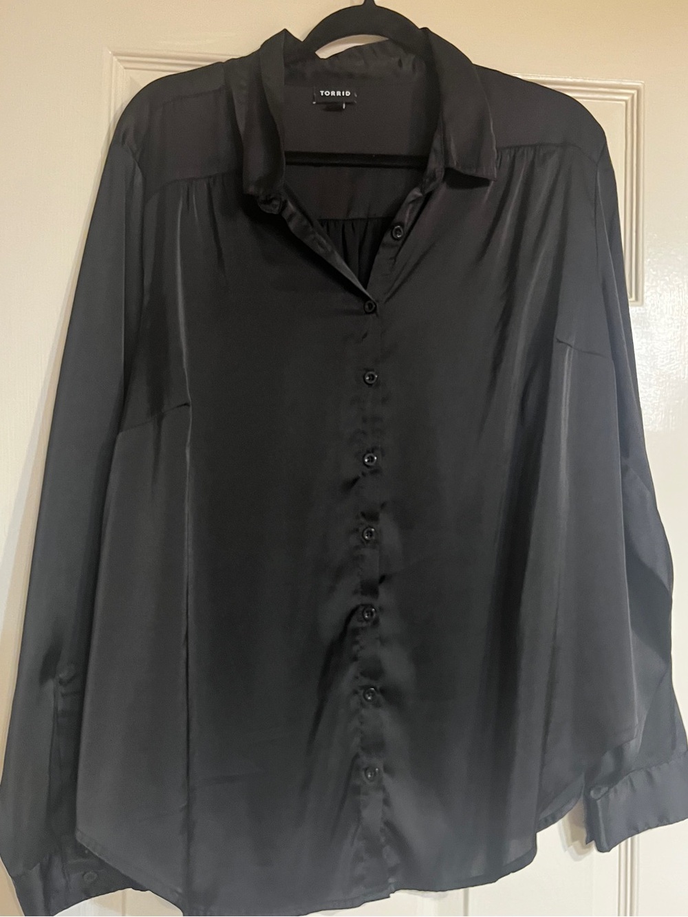torrid Black Satin-Look Button-Up Shirt